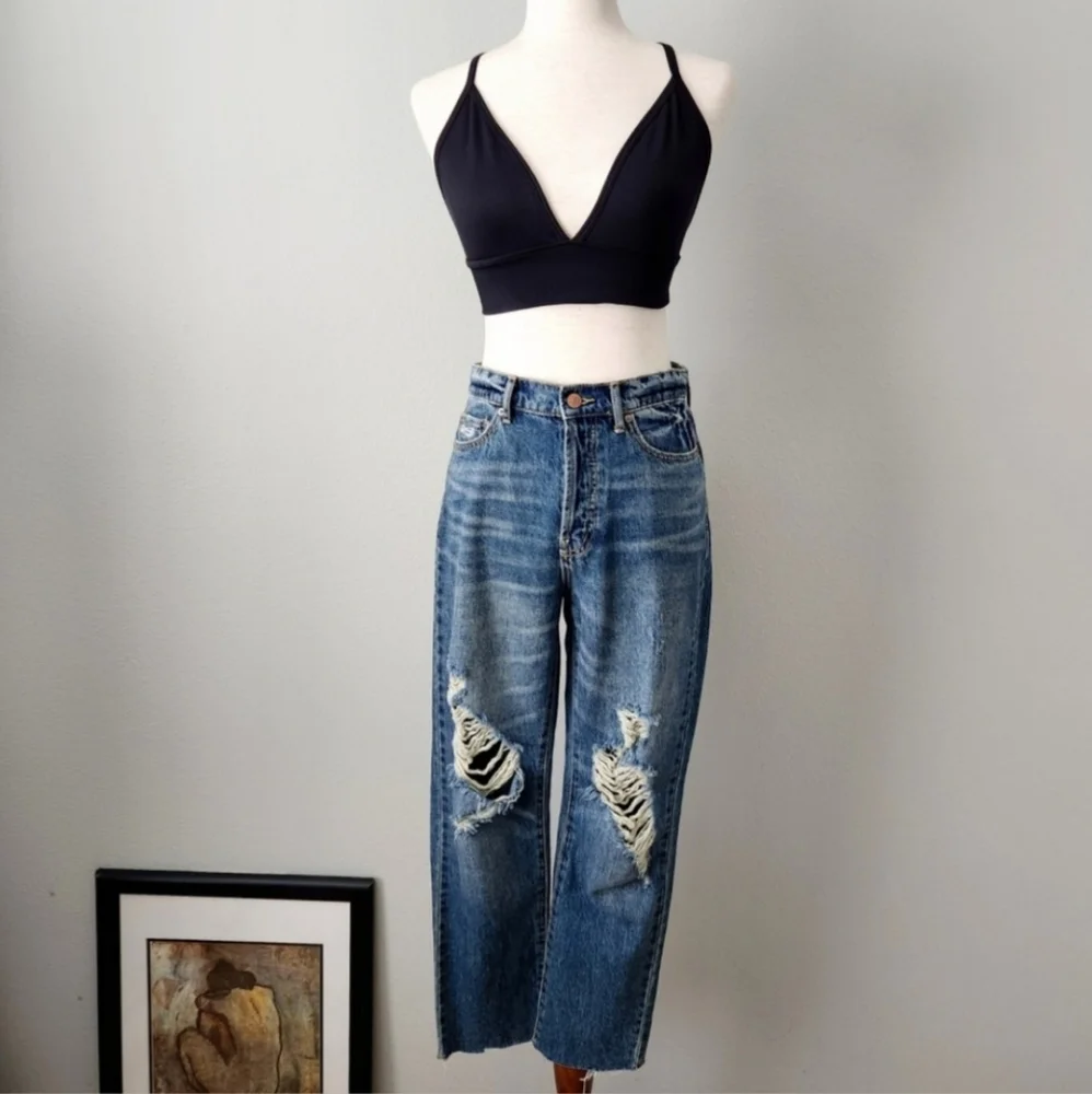 BDG Urban Outfitters Slim Straight High Waisted Cutoff Hem Ankle Jeans, Size 27 - Picture 16 of 16